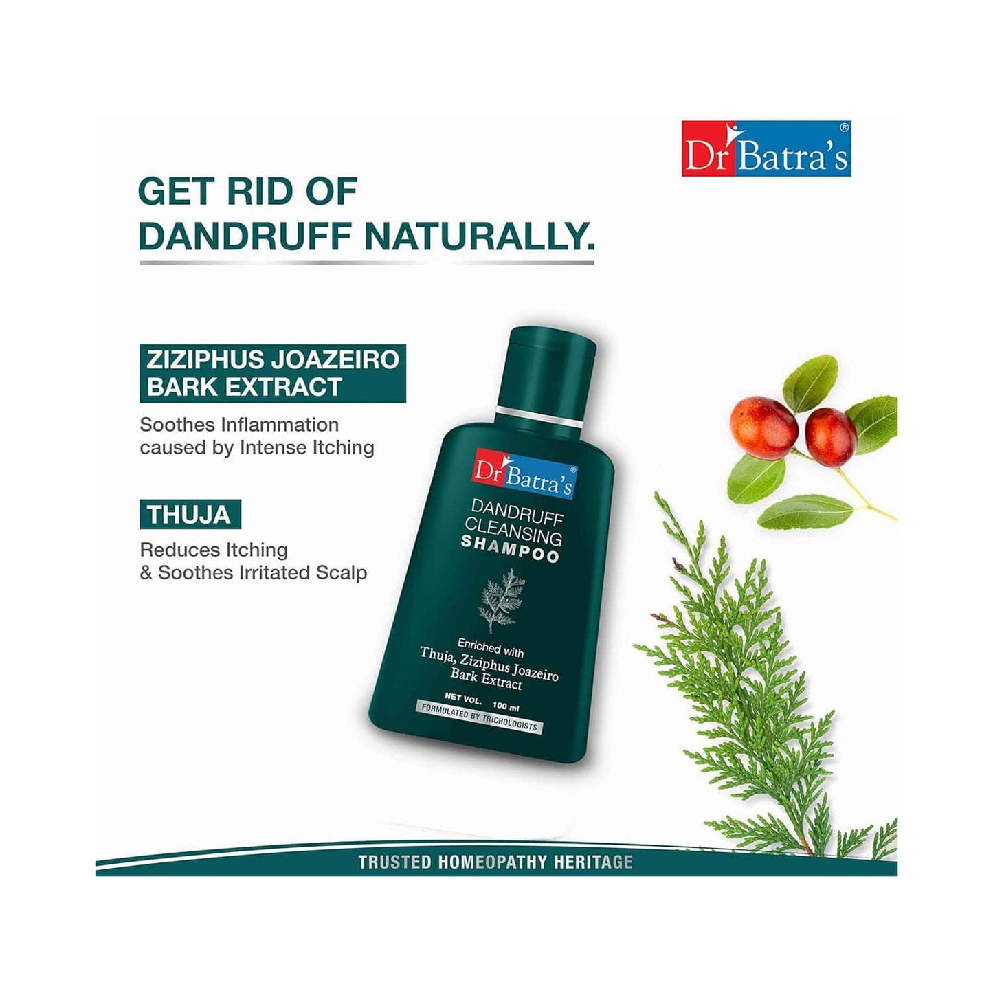 Dr Batra's Dandruff Cleansing Enriched With Thuja Shampoo (100ml)