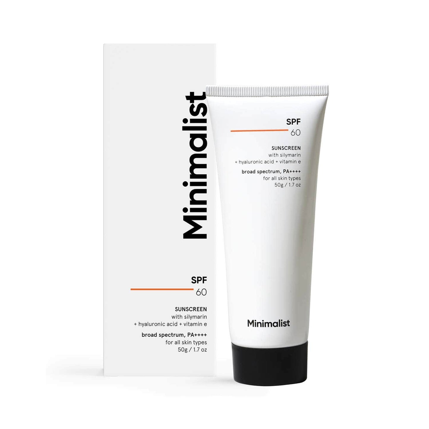 Minimalist Spf 60 Pa ++++ Sunscreen With Silymarin + Hyaluronic Acid + Vitamin E - (Pack Of 2) Combo