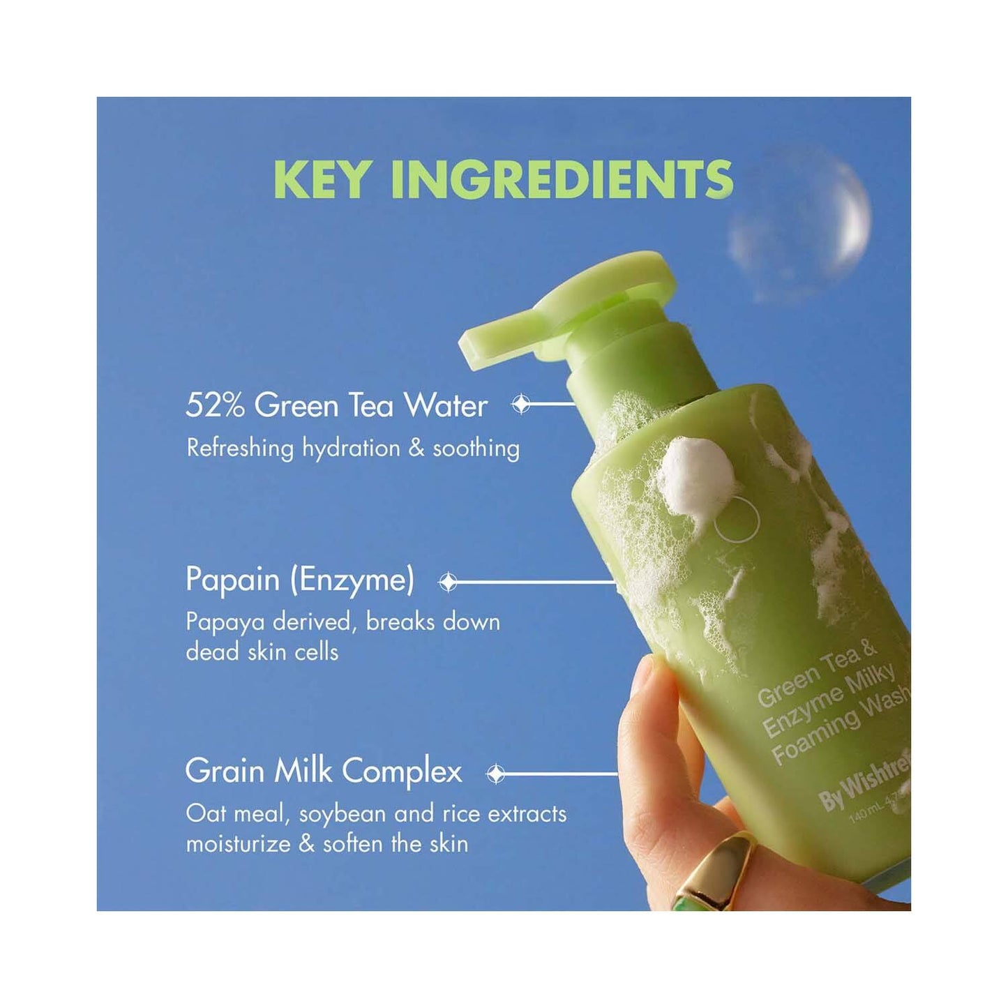 By Wishtrend Green Tea & Enzyme Milky Foaming Wash (140ml)