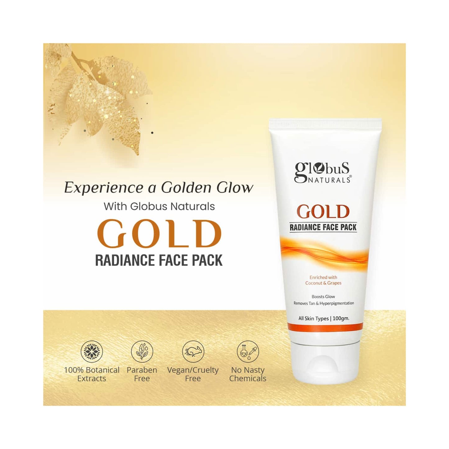 Globus Naturals Gold Radiance Anti Ageing & Brightening Face Pack Enriched With Saffron (2 Pcs)