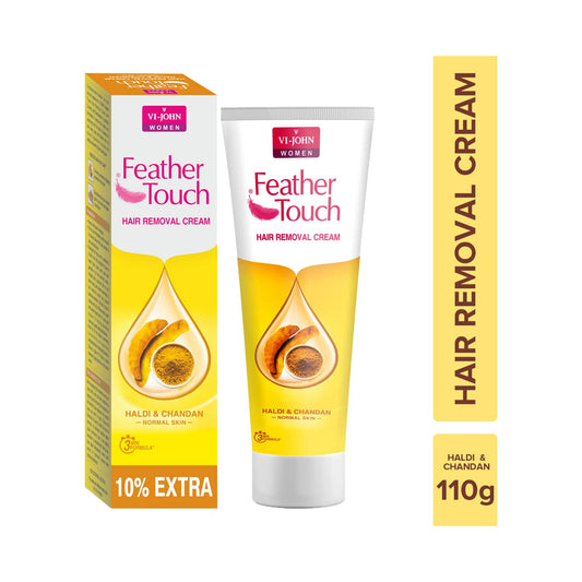 VI-JOHN Feather Touch Hair Removal Cream With Haldi & Chandan Tube For Normal Skin (110g)