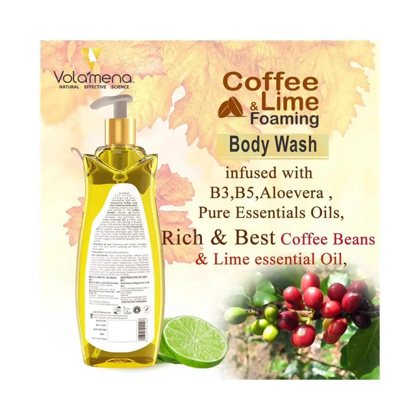 Volamena Coffee And Lime Foaming Body Wash (300ml)