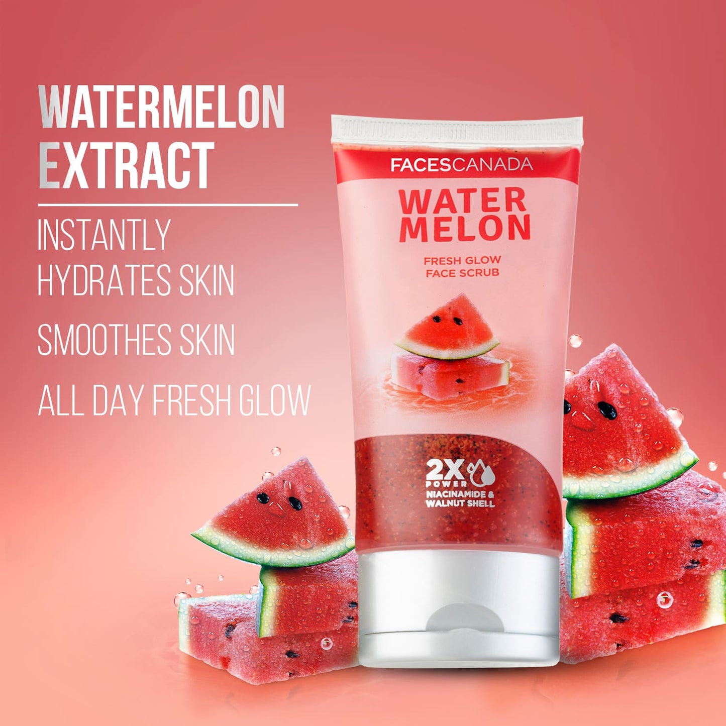 Faces Canada Watermelon Fresh Glow Face Scrub, Exfoliates & Removes Impurities (70 ml)