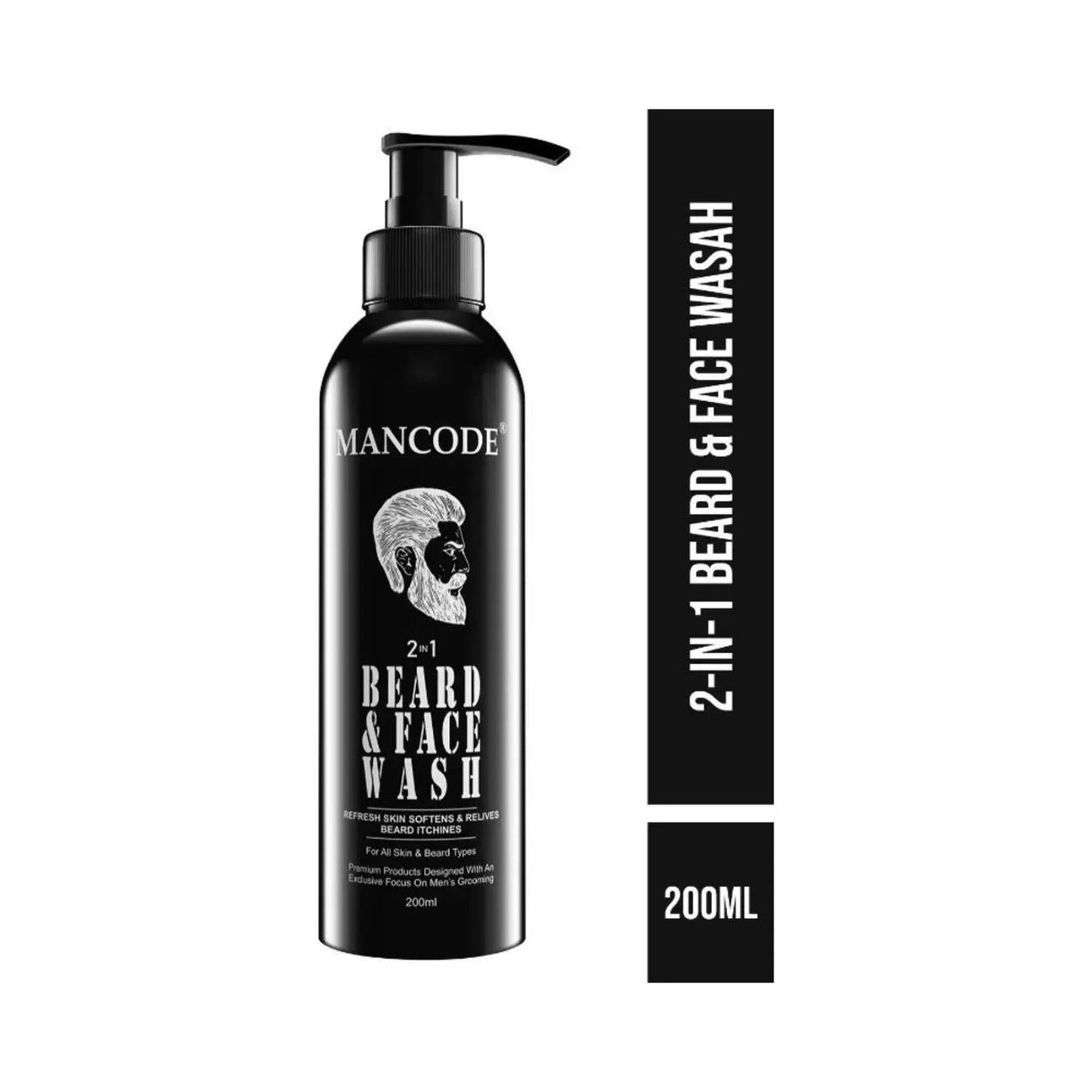 Mancode 2 in 1 Beard & Face Wash (200 ml) & Beard Growth Oil (50 ml) Combo