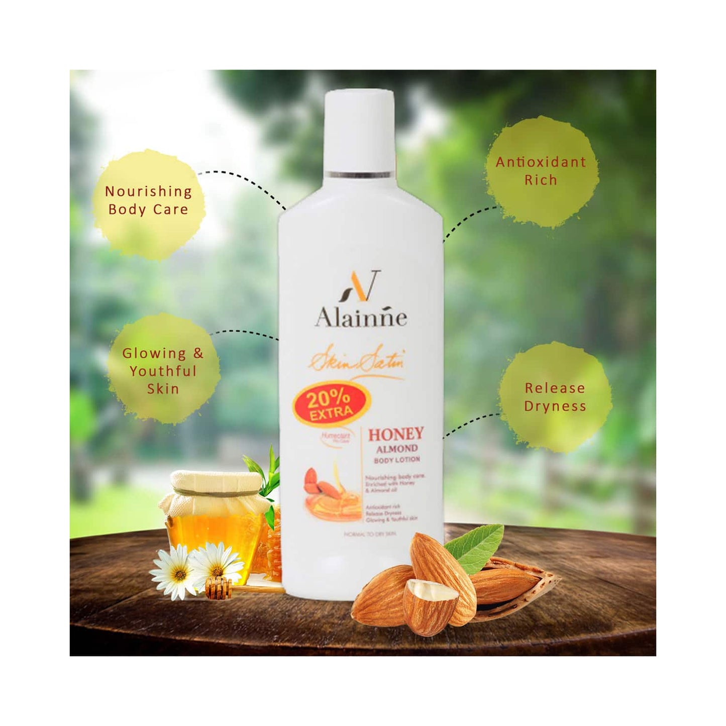 Alainne Skin Satin Honey Almond Body Lotion - (120ml)