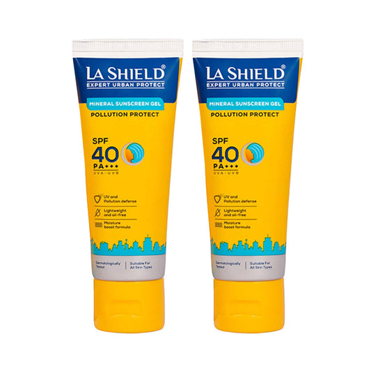 La Shield Pollution Protect Mineral Sunscreen Gel SPF 50 Pack of 2 (50 g) Combo