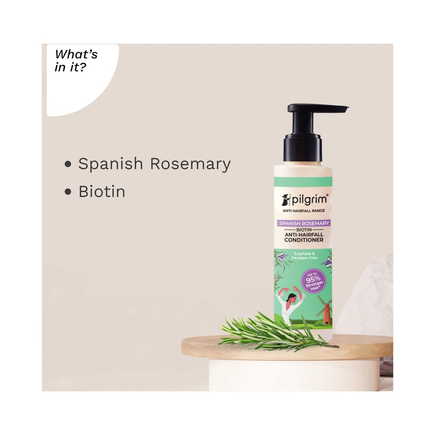 Pilgrim Spanish Rosemary & Biotin Anti-Hairfall Conditioner For Reducing Hair Loss & Breakage (200ml)