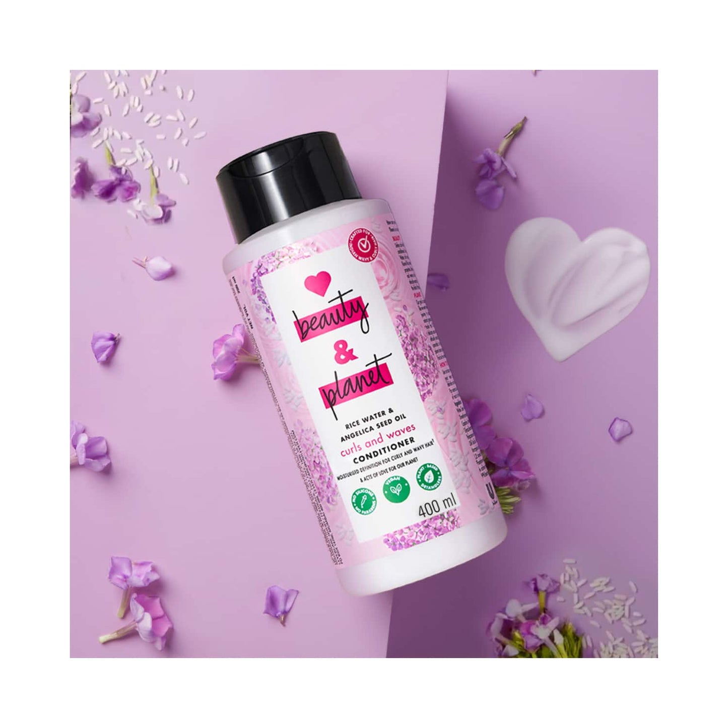 Love Beauty & Planet Rice Water & Angelica Seed Oil Conditioner for Curly and Wavy Hair (400 ml)