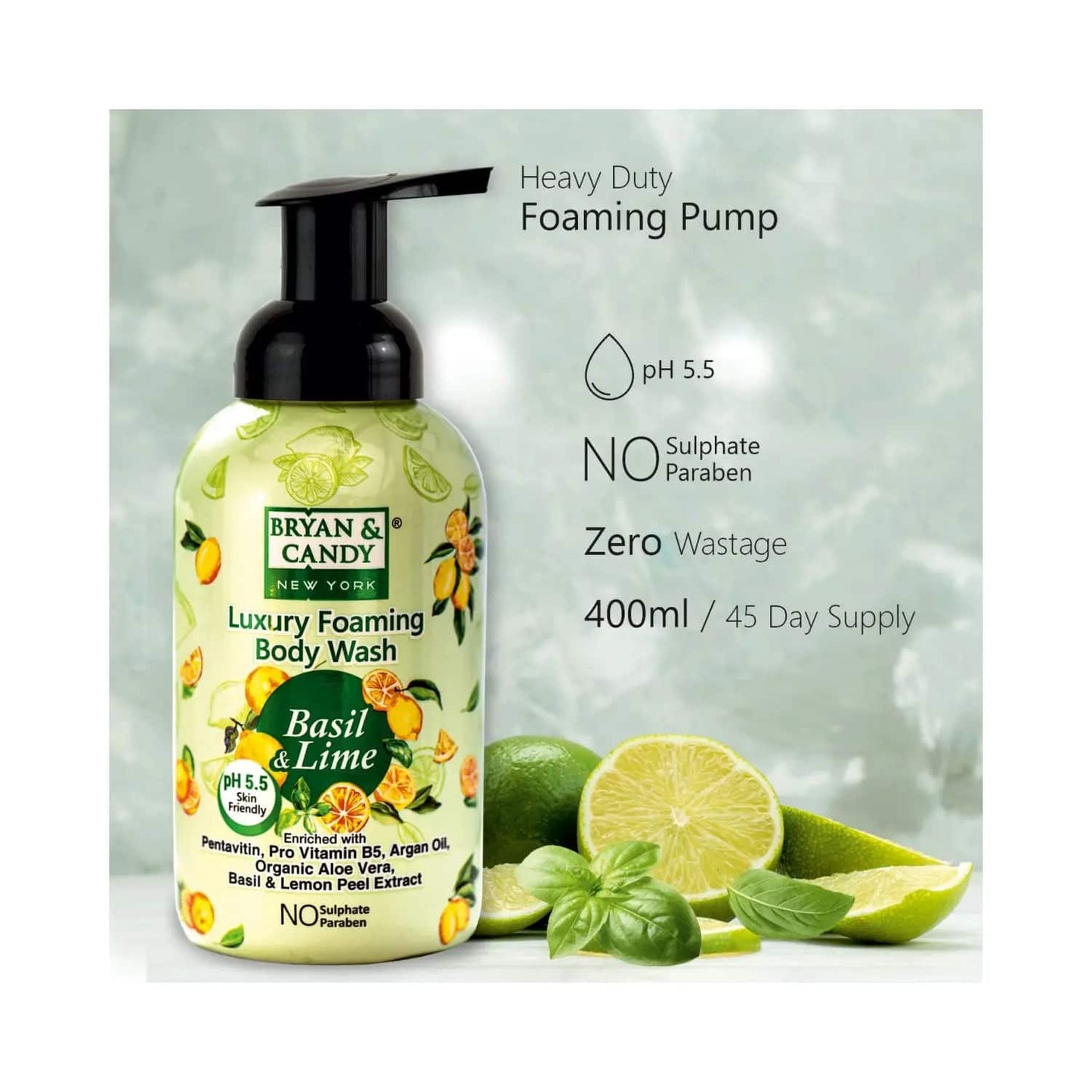 BRYAN & CANDY Basil & Lime Foaming Body Wash (400ml)