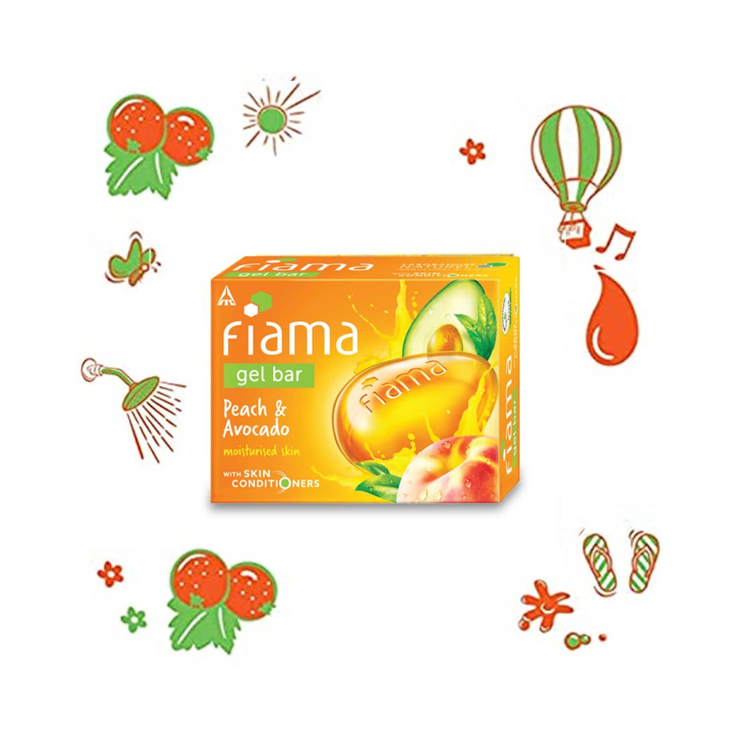 Fiama Peach And Avocado Moisturized Skin Gel Bar With Skin Conditioners (125g)