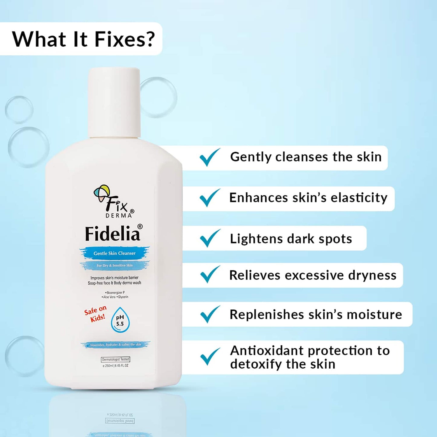 Fixderma Fidelia Gentle Skin Cleanser Facewash (250ml)