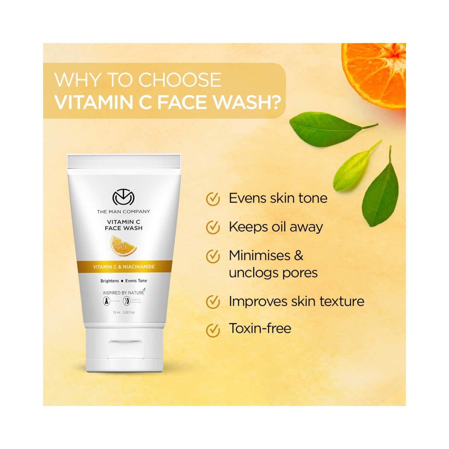 The Man Company Anti Ageing & Skin Brightening Vitamin C Face Wash (75ml)