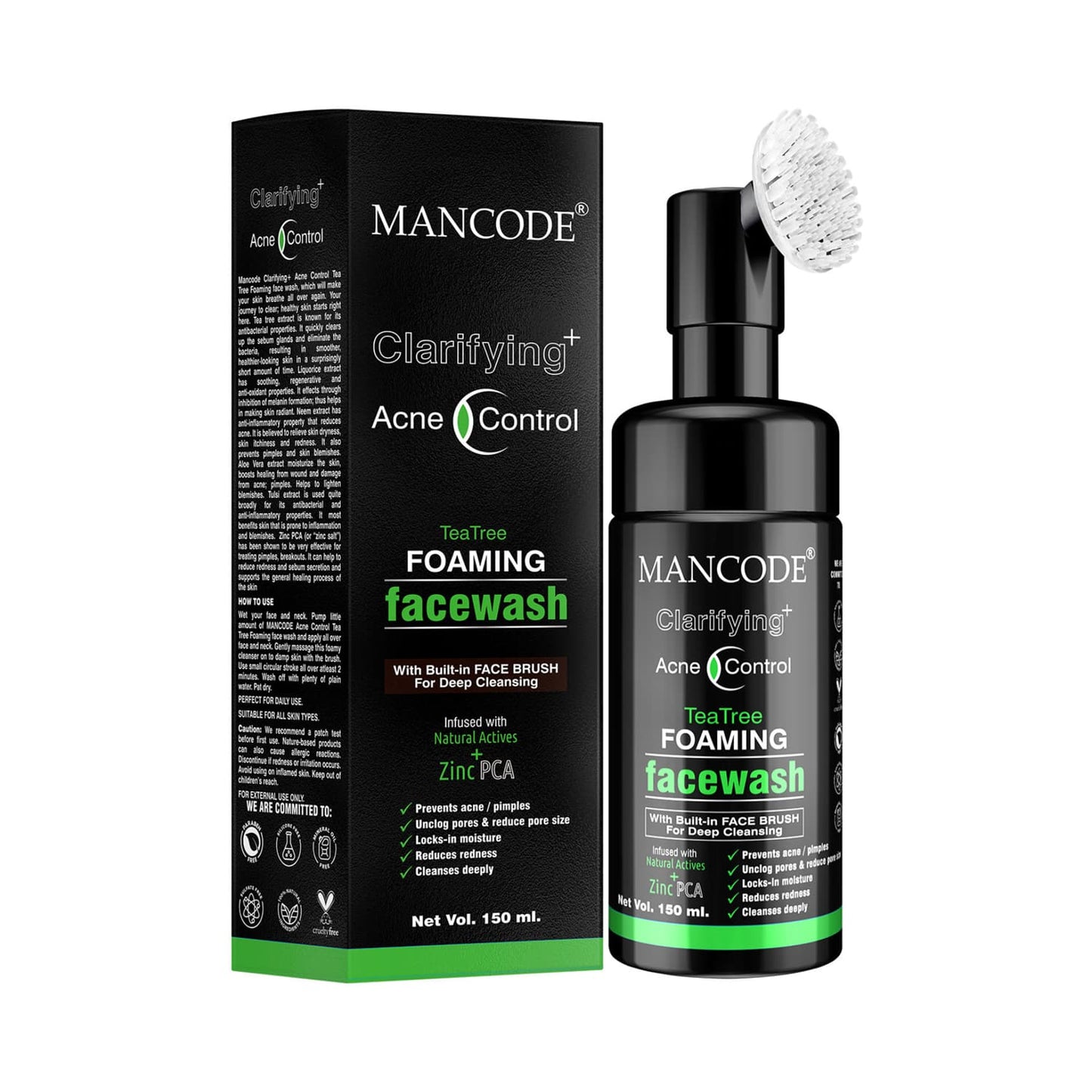 Mancode Acne Control Tea Tree Foaming Face Wash (150ml)