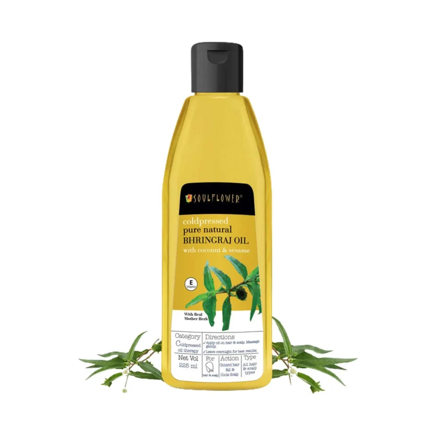 Soulflower Coconut & Sesame Coldpressed Pure Natural Bhringraj Hair Oil - (120ml)