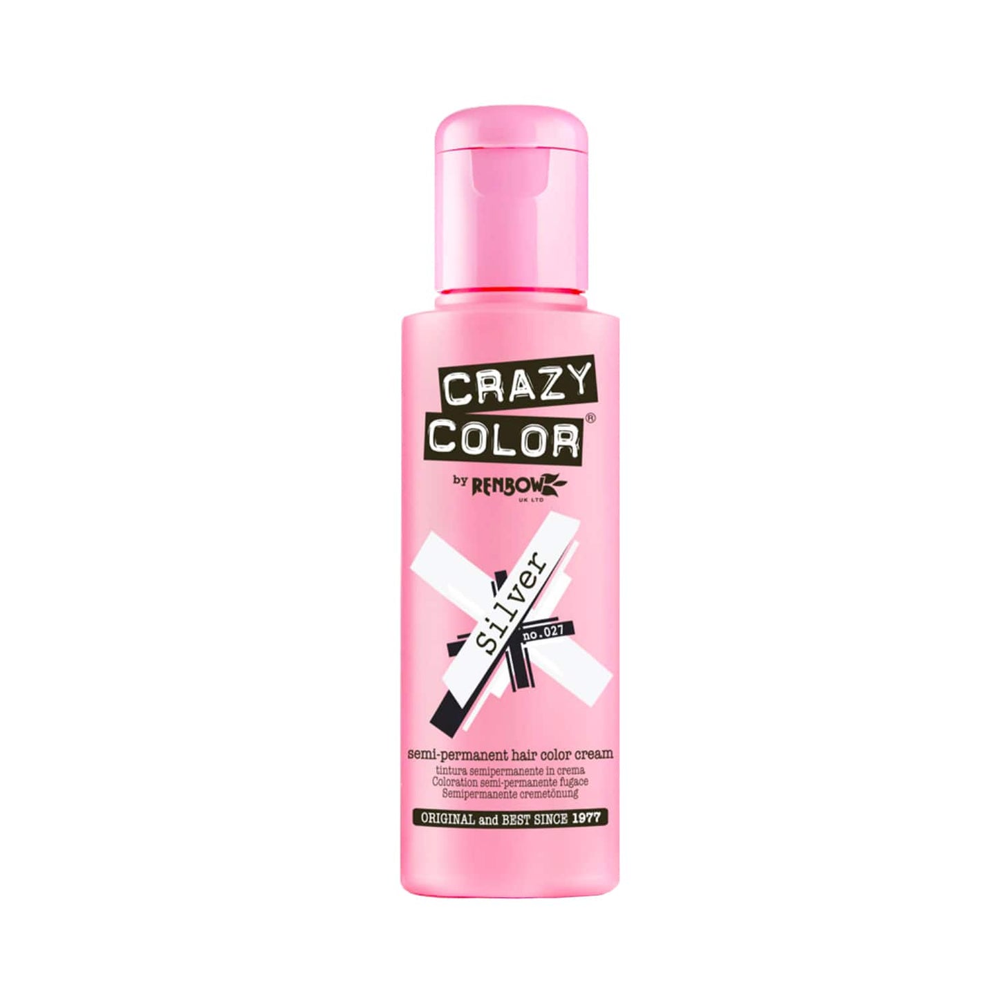 Crazy Color Semi Permanent Hair Color Cream - 27 Silver (100ml)