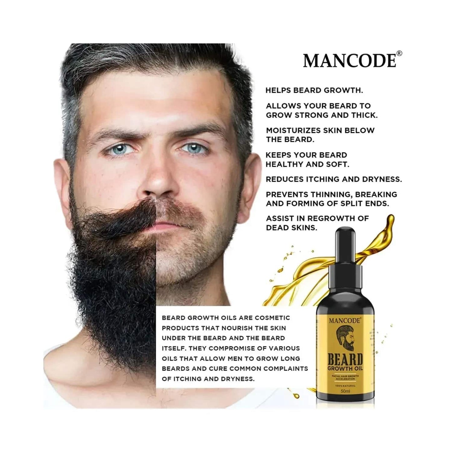 Mancode Beard Growth Oil - (50ml)