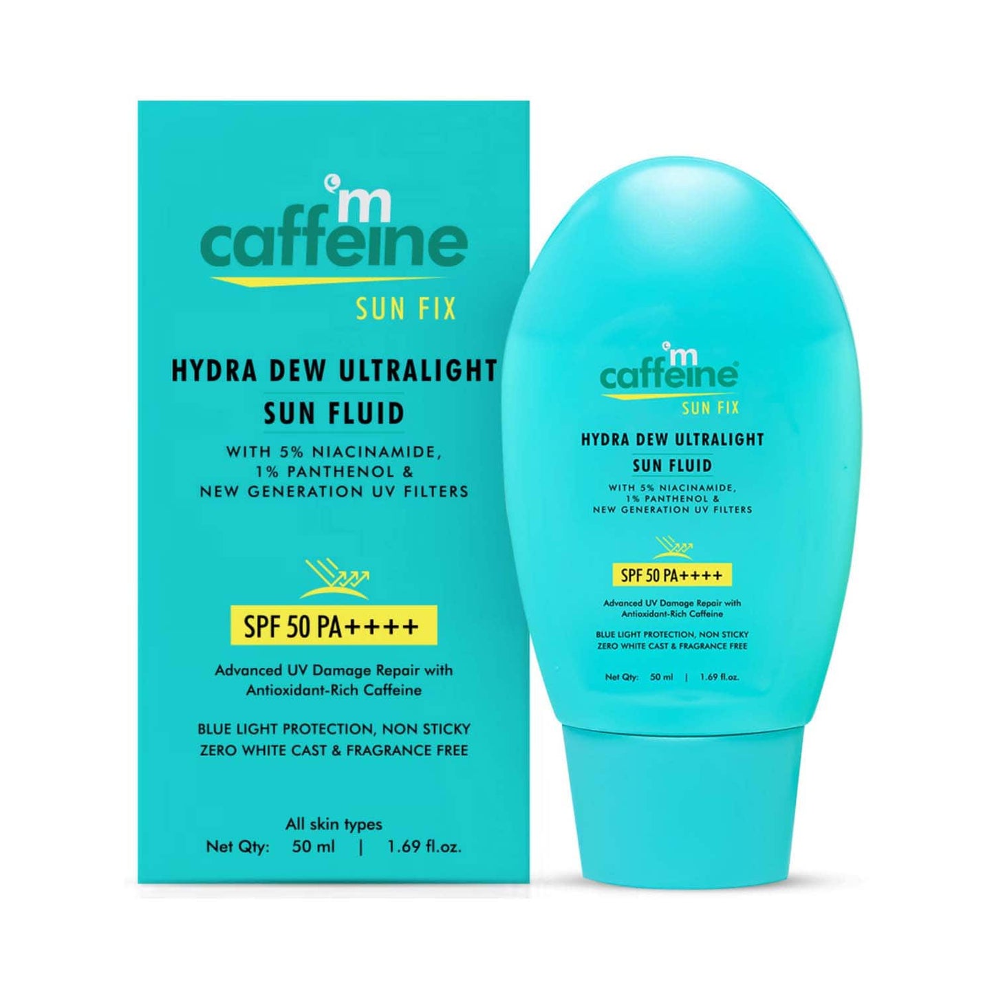 mCaffeine Hydra Dew Ultralight Sun Fluid SPF50 PA++++ UVA/UVB Blue Light Protection (50 ml)