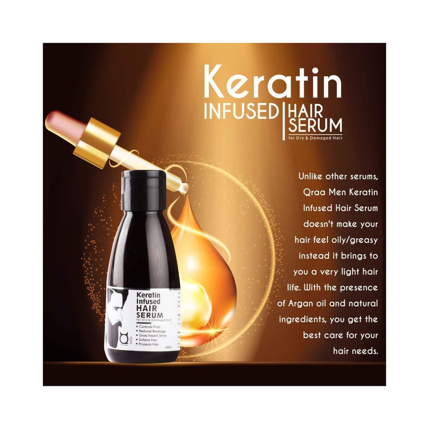 Qraamen Men Keratin Infused Hair Serum (100 ml)