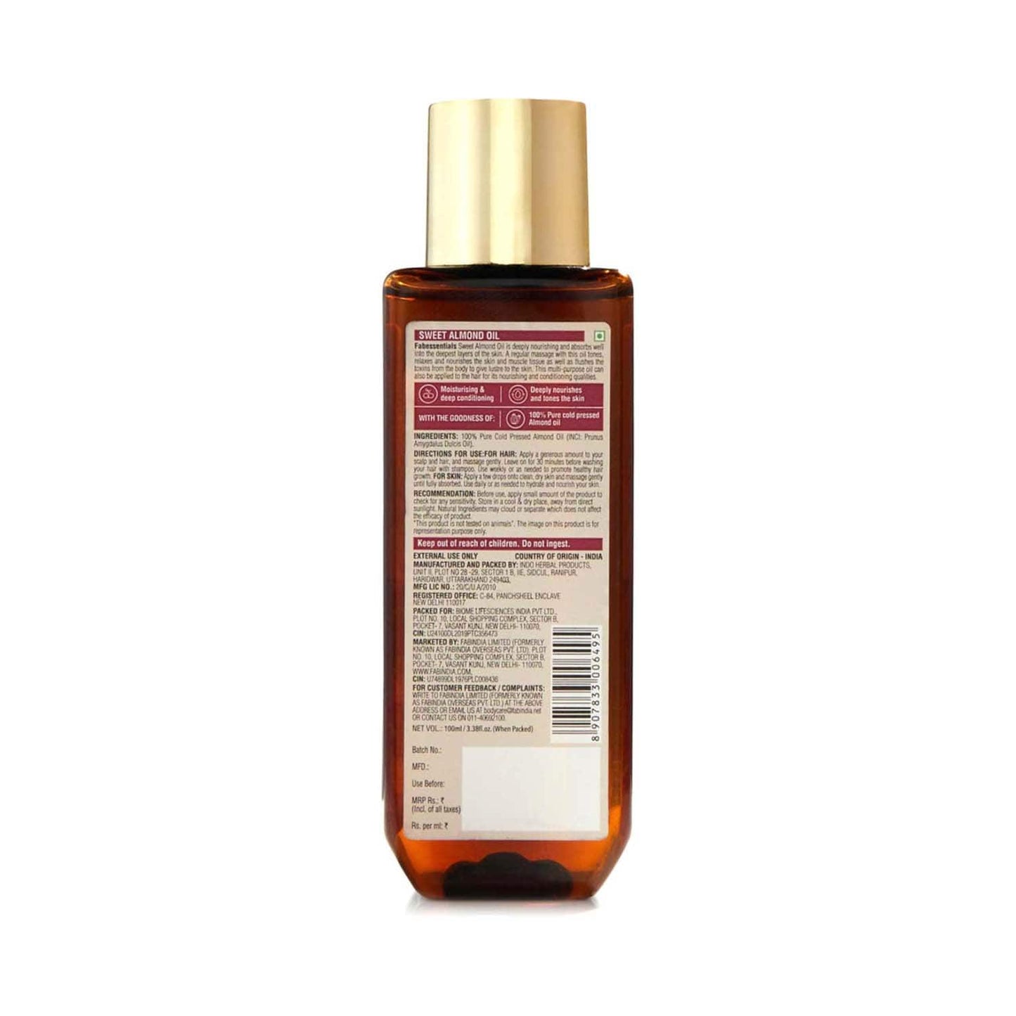 Fabessentials by Fabindia Sweet Almond Oil (100 ml)