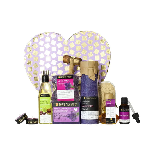 Soulflower Lavender Heart Bath Gift Set - (10 Pcs)