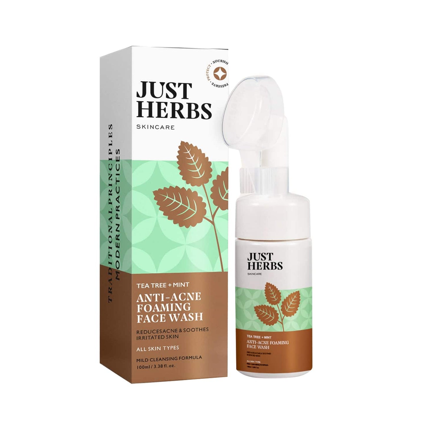 Just Herbs Tea Tree Mint Acne Foaming Face Wash (100 ml)