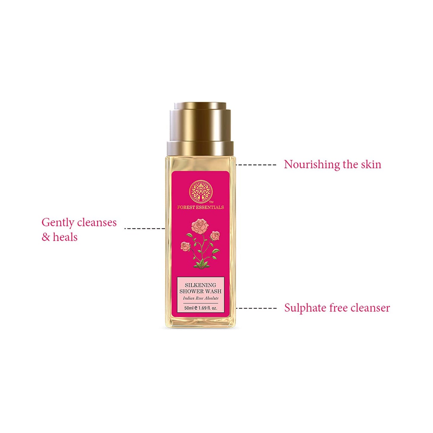 Forest Essentials Indian Rose Absolute Silkening Shower Wash (50ml)