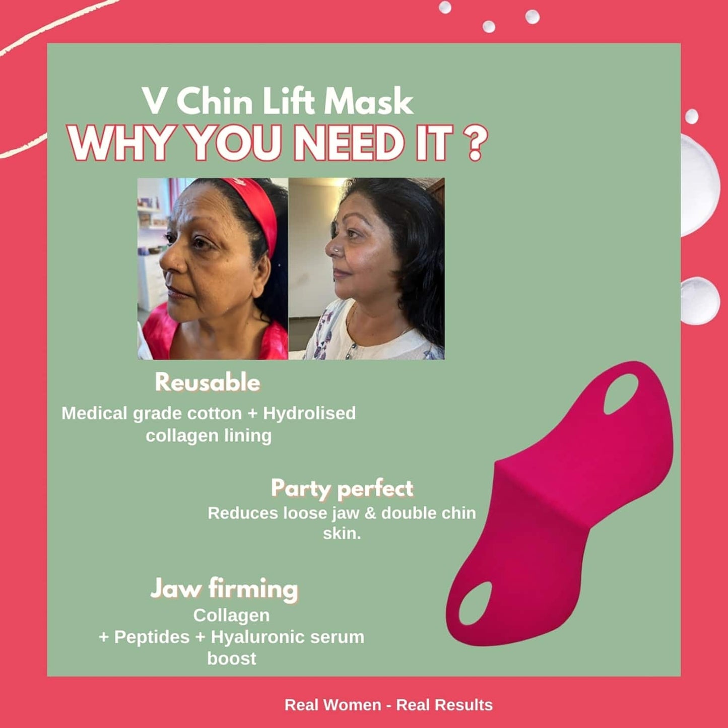 House of Beauty V Chin Uplifting Mask For Jawline, Double Chin Reduction W/T Collagen Gel (1 Pc)