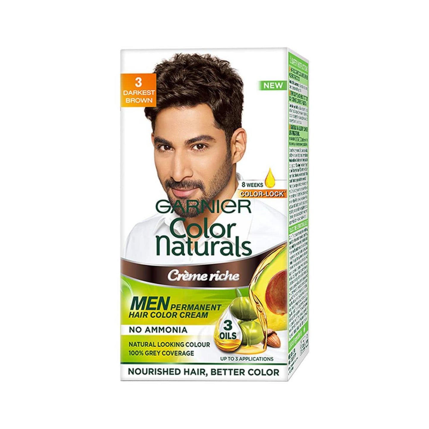 Garnier Color Naturals Men Creme Riche Hair Colour - 3 Darkest Brown (30ml+30g)