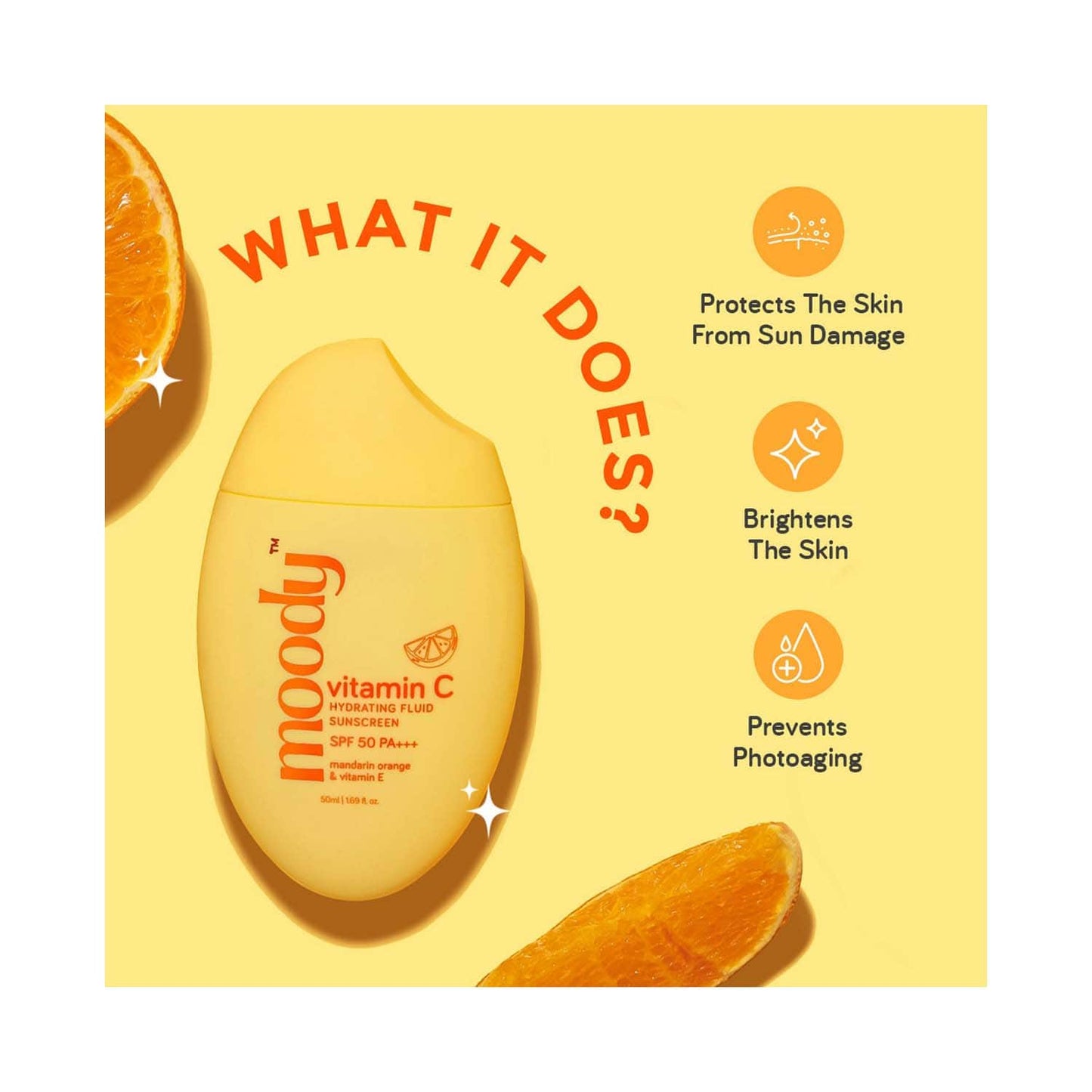 Moody Vitamin C Hydrating Fluid Sunscreen with SPF 50 PA+++ (50 ml)