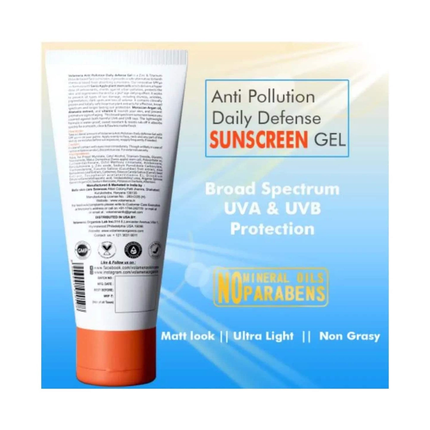 Volamena Anti Pollution Daily Defense Sunscreen Gel SPF 40 ++ (100ml)