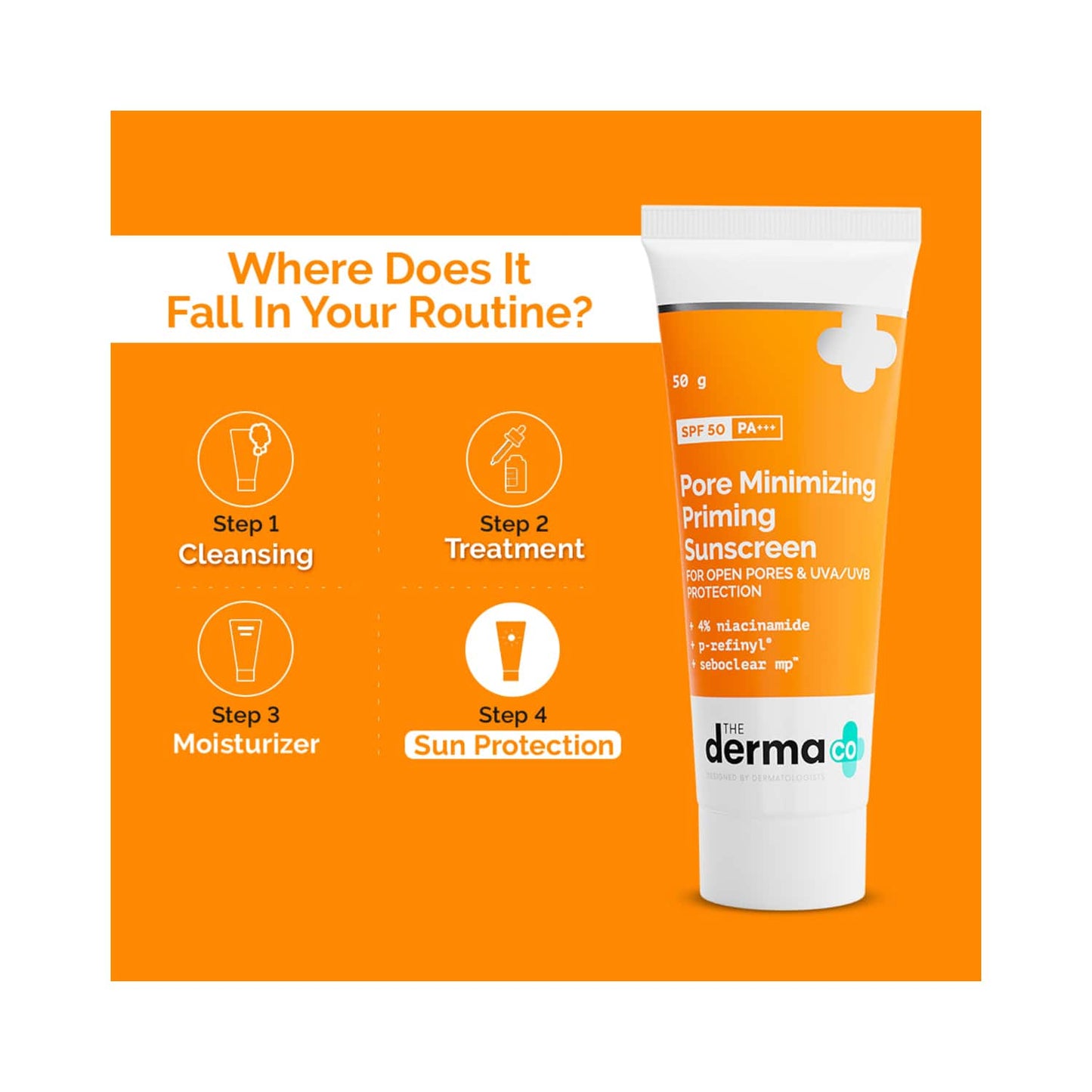 The Derma Co Pore Minimizing Priming Sunscreen With SPF 50 PA++ (50g)