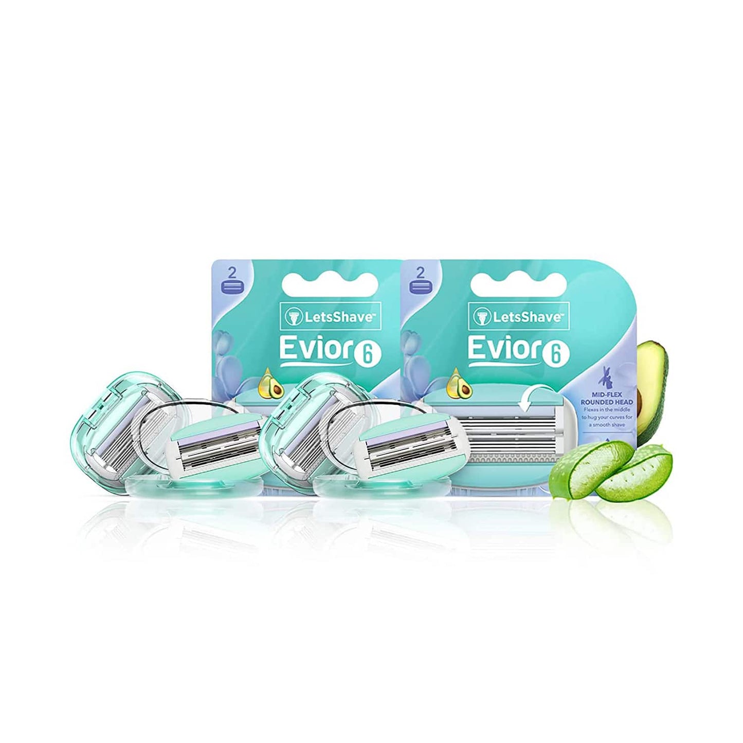 LetsShave Evior 6 Body Shaving Razor Blade - Blue (4Pcs)