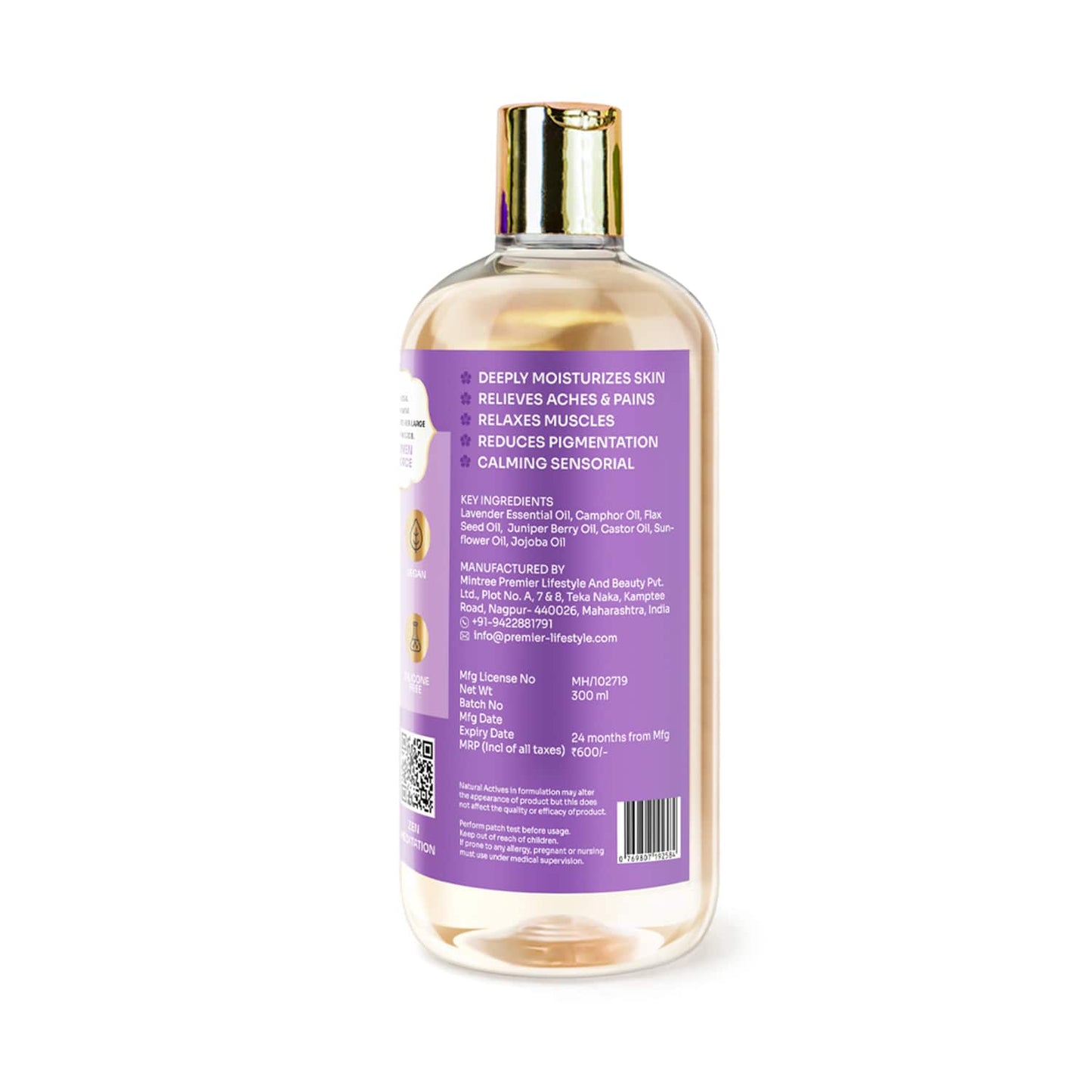 Vedic Valley Lavender Stress Relieving Natural Body Massage Oil - (300ml)