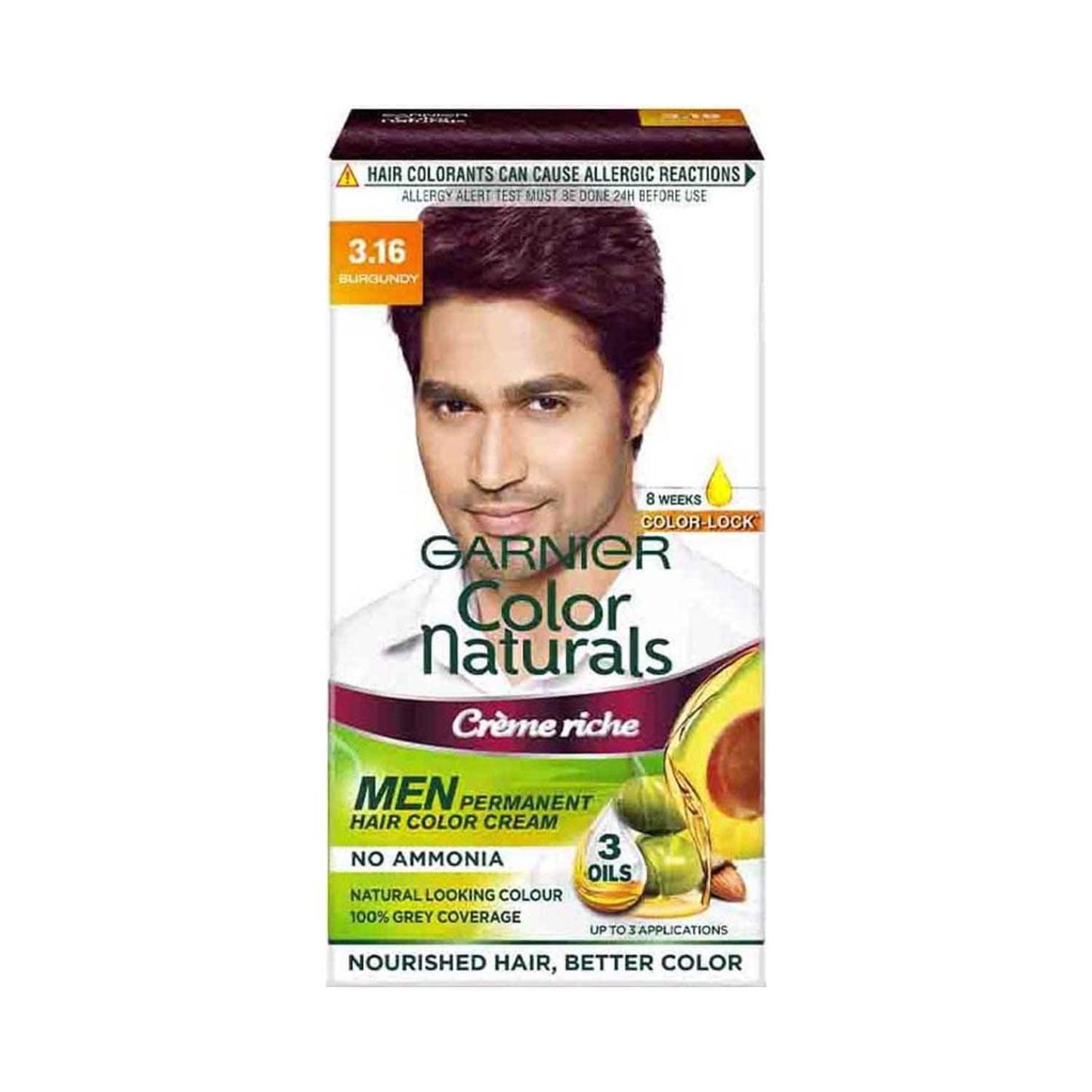 Garnier Color Naturals Creme Rich Hair Color for Men - 3.16 Burgundy (30ml+30g)