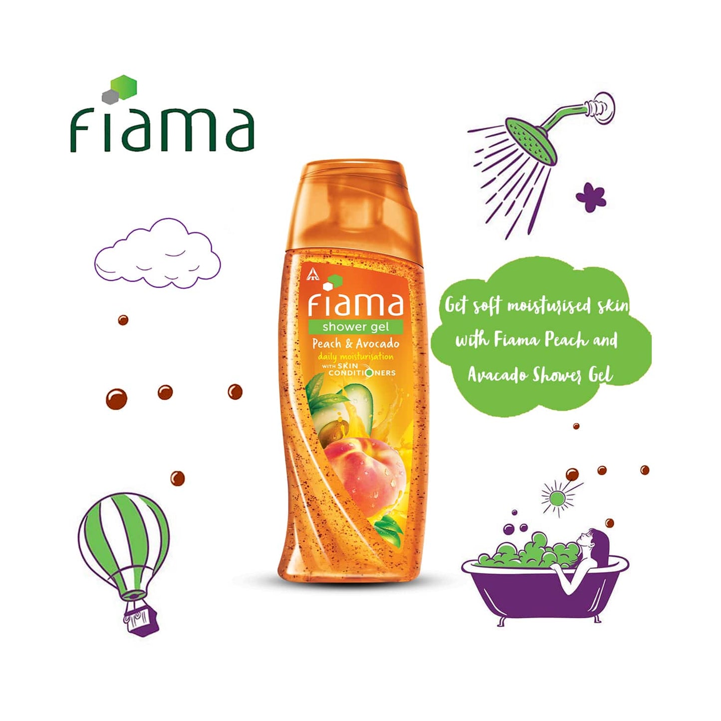 Fiama Peach & Avocado Moisturised Skin Shower Gel With Skin Conditioners (250ml)