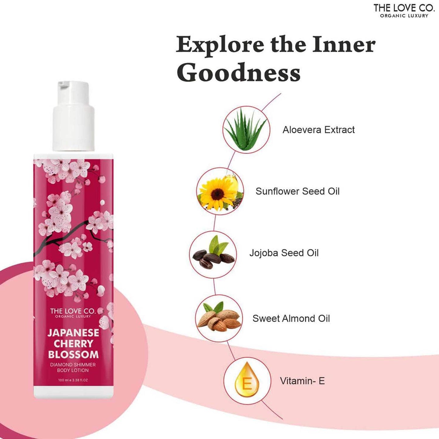 THE LOVE CO. Japanese Cherry Blossom Diamond Shimmer Body Lotion (100ml)