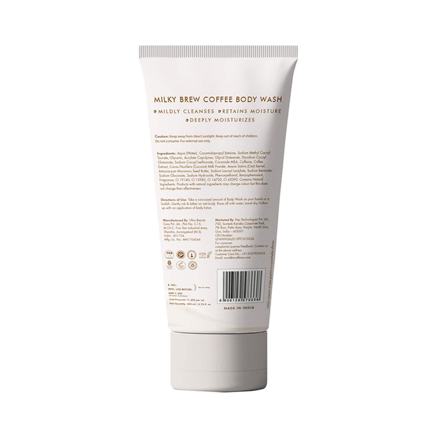 mCaffeine Milky Brew Coffee Body Wash Tube (200ml)