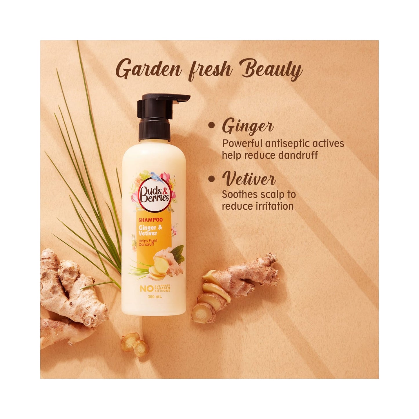 Buds & Berries Ginger And Vetiver Shampoo (300ml)