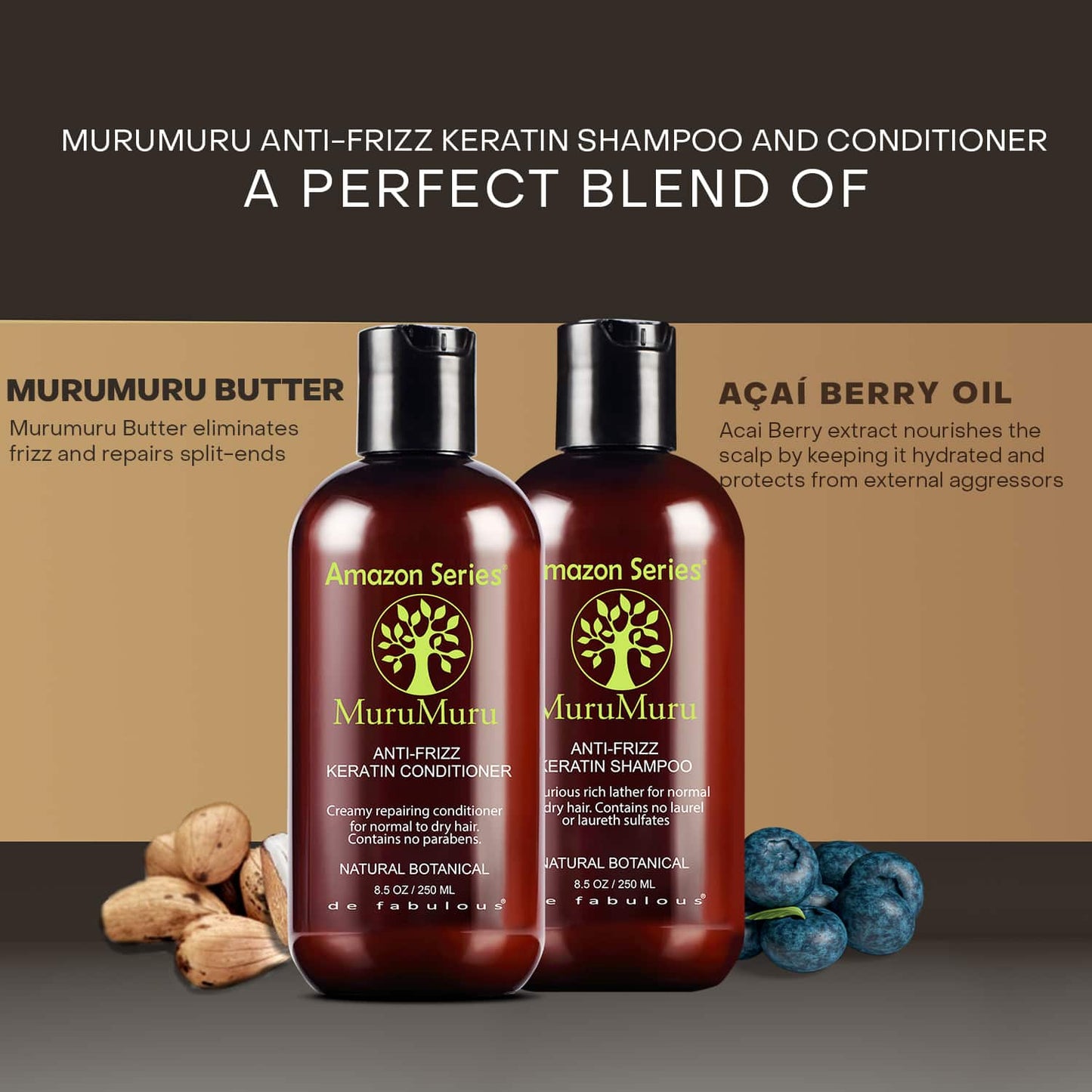 Amazon Series MuruMuru Anti-Frizz Keratin Shampoo and Conditioner Combo