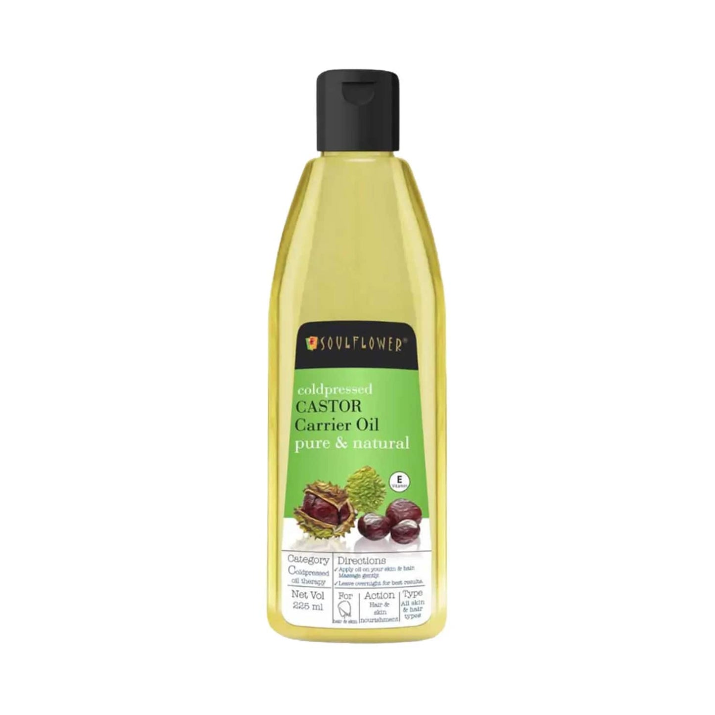 Soulflower Cold Pressed Castor Oil For Hair & Skin - (225ml)