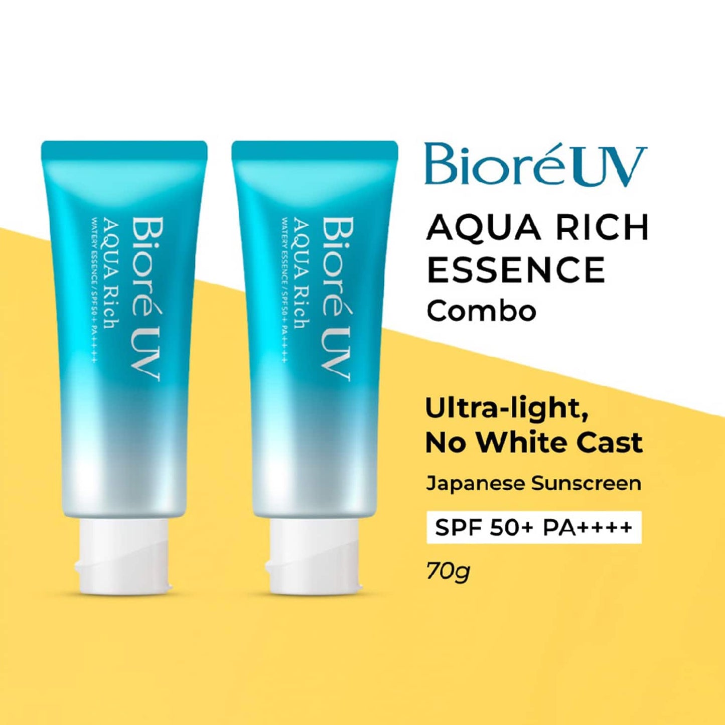 Biore UV Aqua Rich Watery Essence Sunscreen SPF 50+ Pa++++ Pack of 2 Combo ( 70 g each)