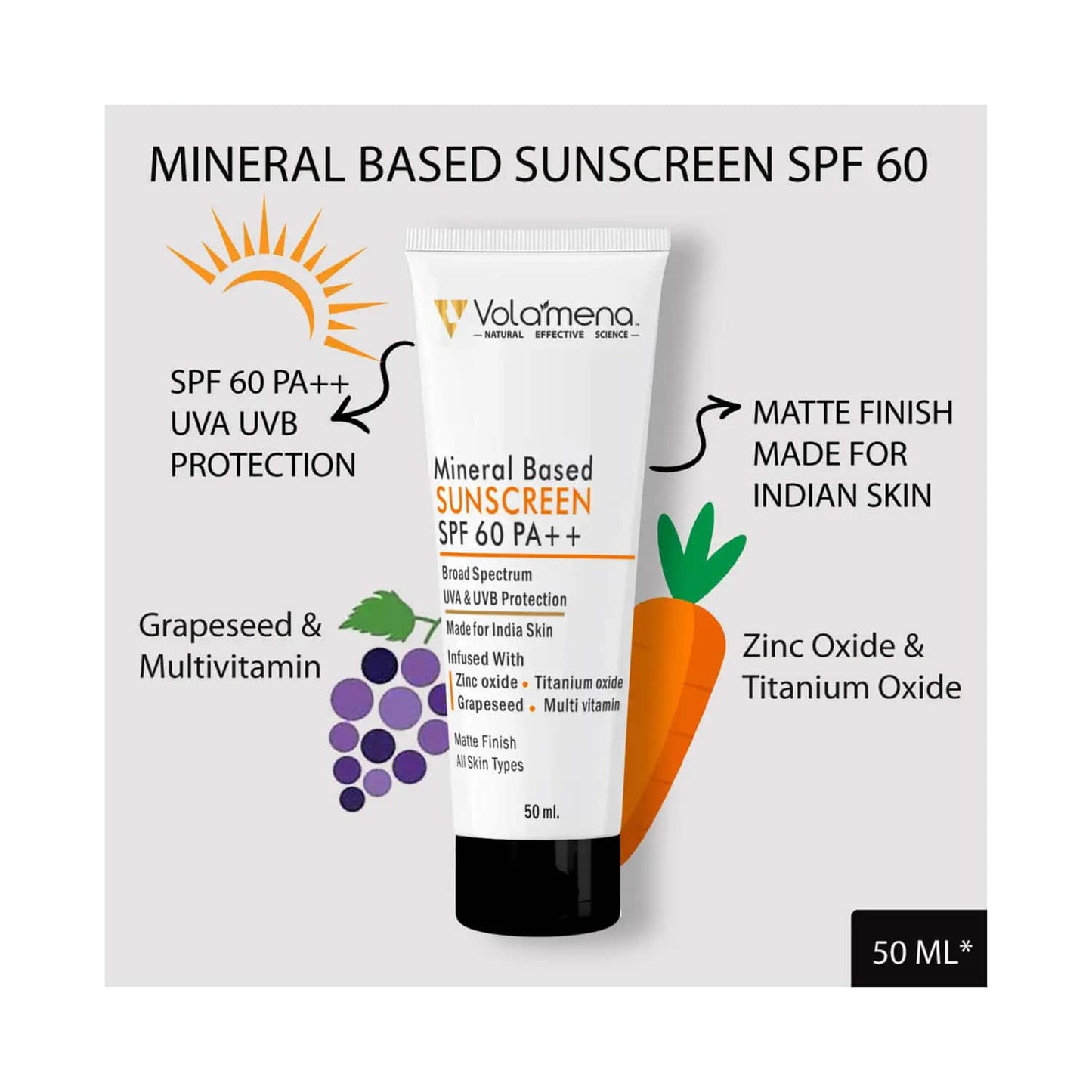 Volamena Mineral Based Sunscreen Gel Ultra Matte SPF 60 PA++ (50ml)