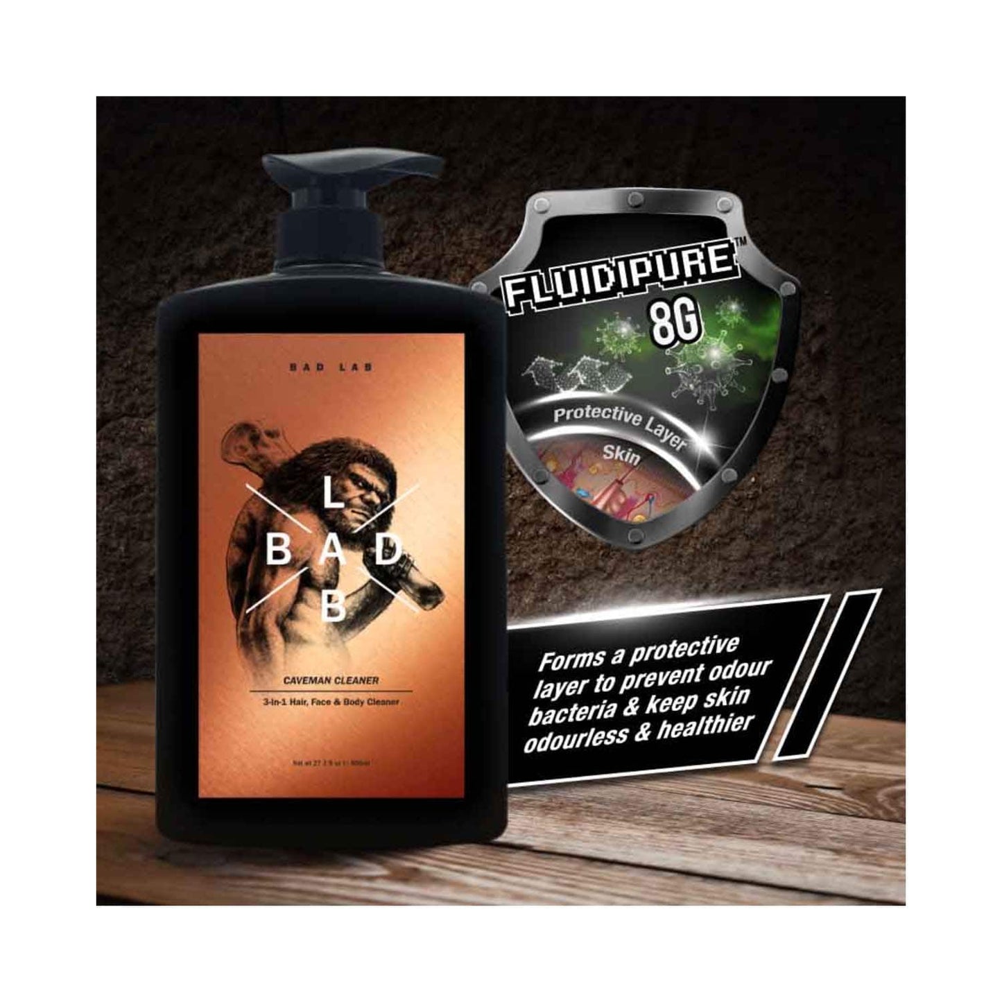 Bad Lab Caveman 3-In-1 Hair, Face And Body Cleaner (800ml)