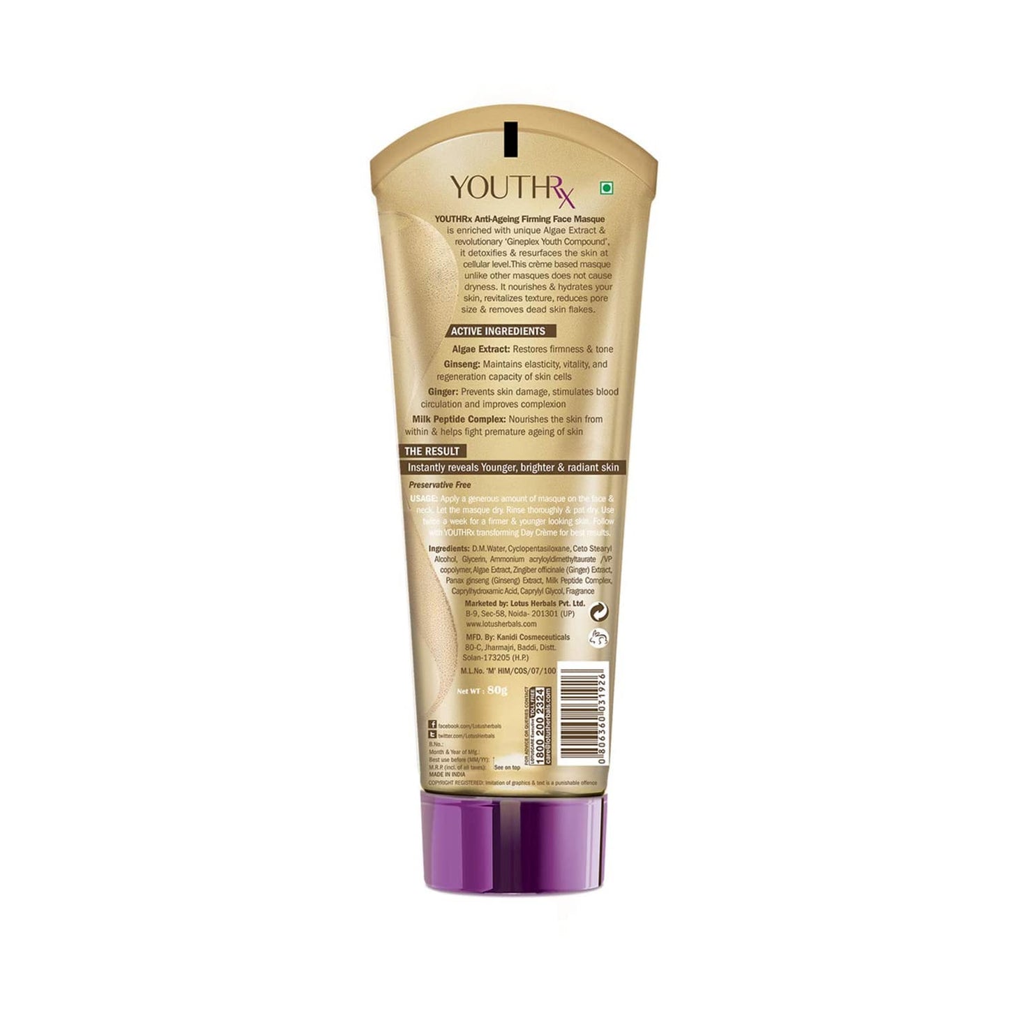 Lotus Herbals Youthrx Anti Ageing Firming Face Masque (80g)