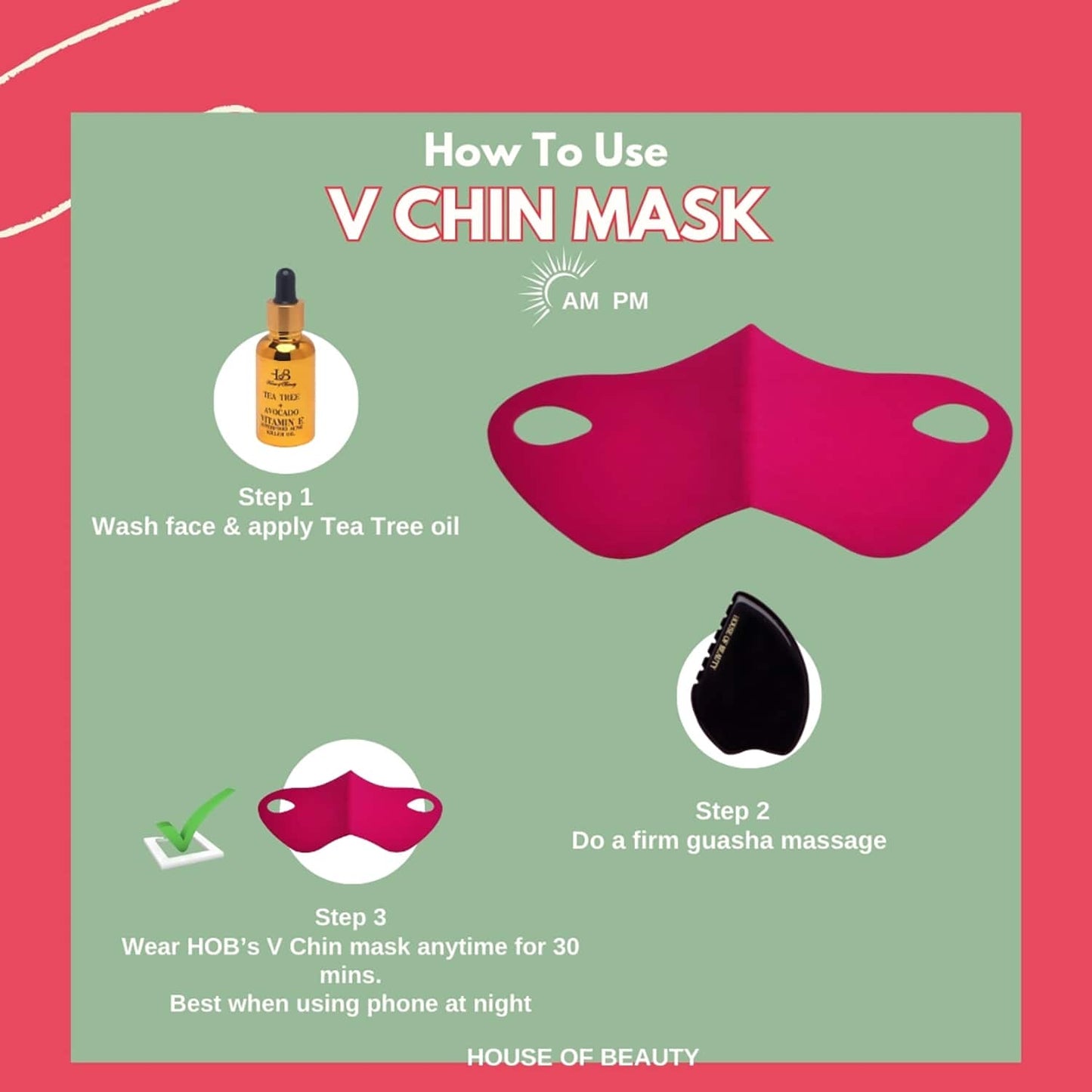 House of Beauty V Chin Uplifting Mask For Jawline, Double Chin Reduction W/T Collagen Gel (1 Pc)