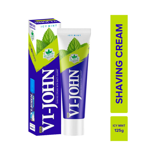 VI-JOHN Icy Mint Shaving Cream With Tea Tree Oil & Bacti-Guard (125g)