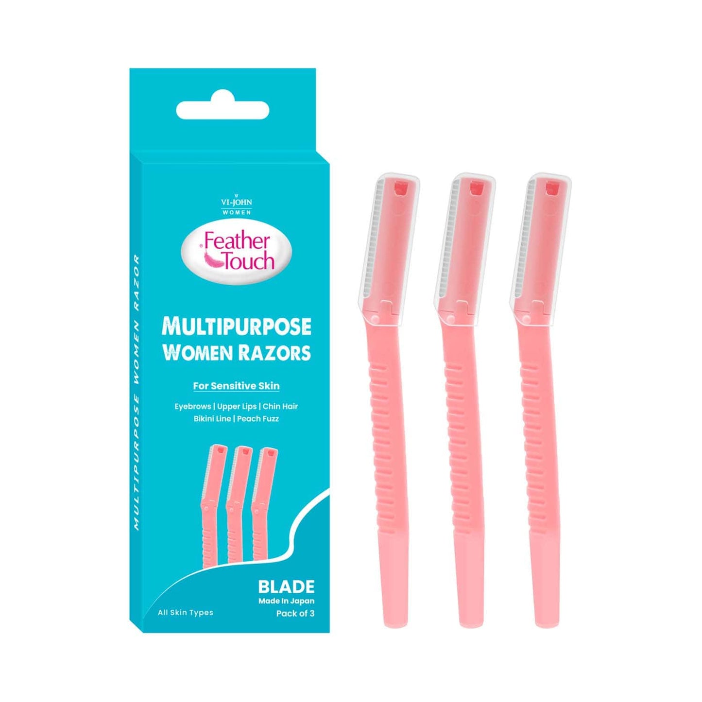 VI-JOHN Feather Touch Multipurpose Women Razors - Pink (3Pcs)