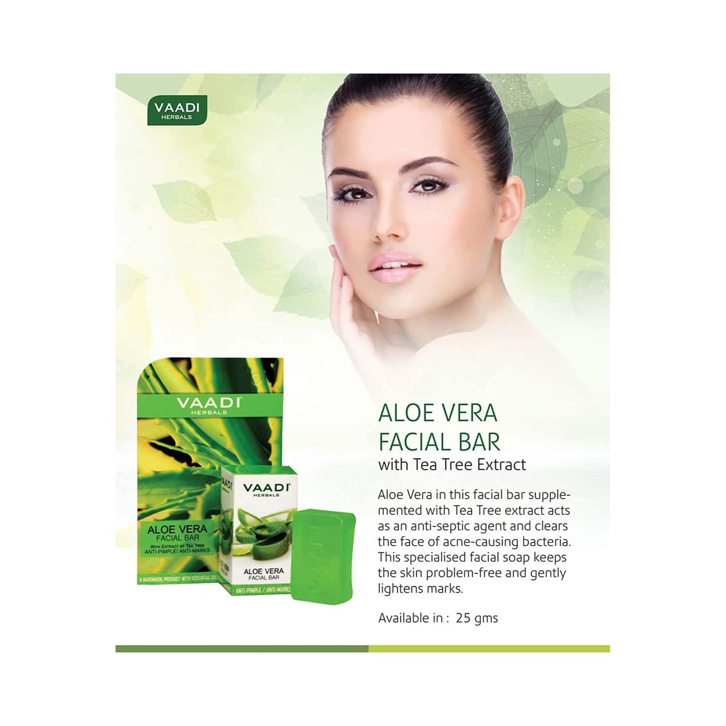 Vaadi Herbals Aloe Vera Facial Bar Soap (25g)