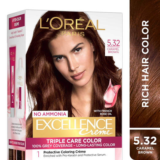 L'Oreal Paris Excellence Creme Hair Color - 5.32 Caramel Brown (100g+72ml)