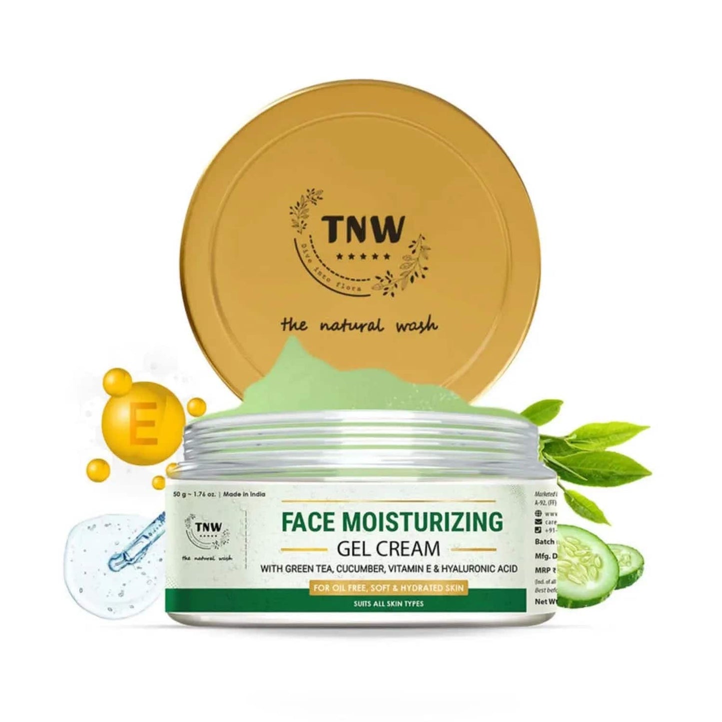 TNW - The Natural Wash Green Tea Face Wash and Face Moisturizing Gel Cream Combo